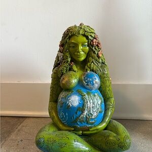 Green and Blue Mother Earth Sculpture